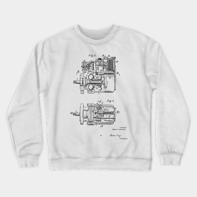 Control Mechanism for Adjusting the Fuel Engine Vintage Patent Hand Drawing Crewneck Sweatshirt by TheYoungDesigns